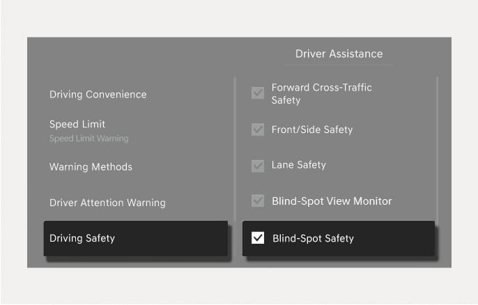 Blind-Spot Collision-Avoidance Assist settings