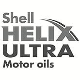 2025 Genesis GV70 Shell Helix Ultra logo image. The image displays the text 'Shell HELIX ULTRA Motor oils' with a stylized graphic. It indicates the recommended engine oil brand for the vehicle.