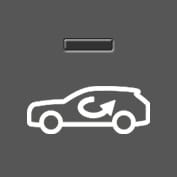 2025 Genesis GV70 air intake control icon. A white car profile with a curved arrow inside indicates air recirculation, accompanied by a rectangular bar above. Explains the function of controlling the air intake position.