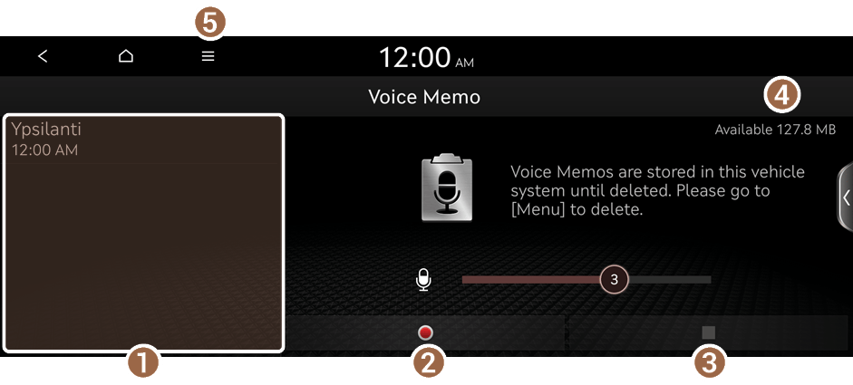 Voice memo screen